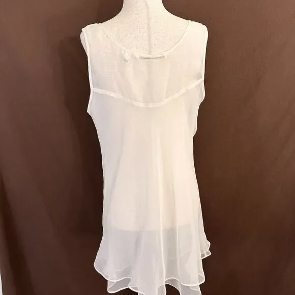 VTG Victoria’s Secret 90s Ivory Sheer Beaded Sleeveless Chemise Slip M Bridal